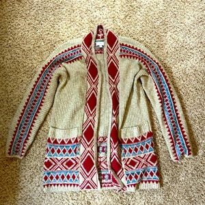 Lucky Brand Aztec Southwestern Drape Open Cardigan
